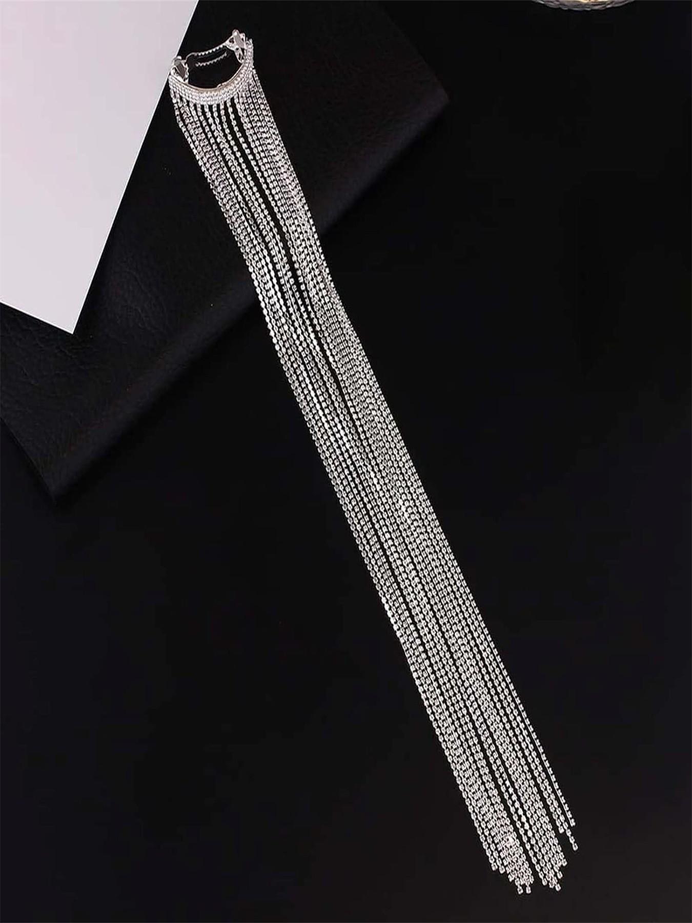 Lurrose Hair Clip with Rhinestones and Fringe Chain, Perfect for Women and Girls Party Accessories, Elegant and Stylish Design