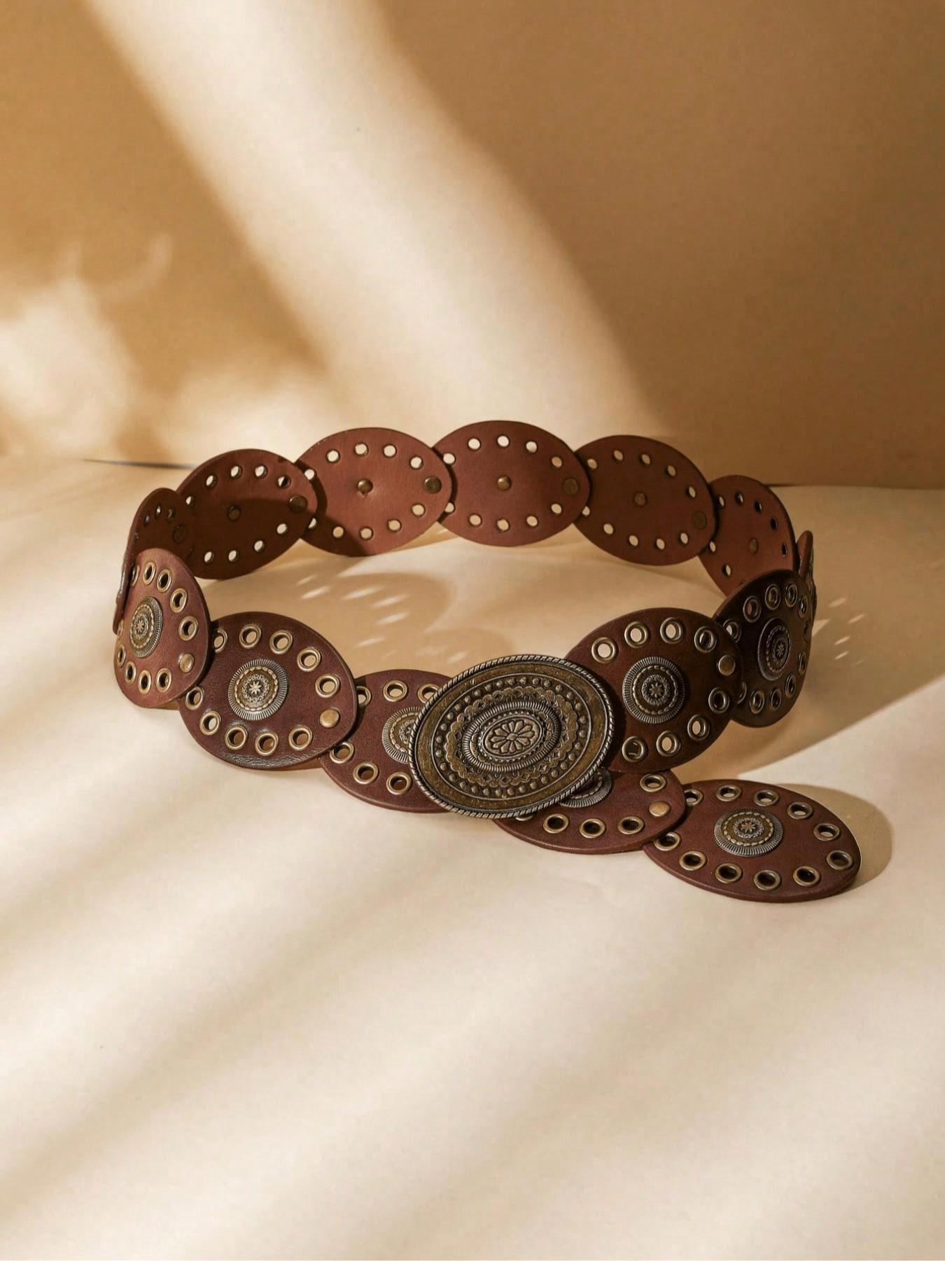 Boho Style Women's Waist Belt, Western Design, Perfect Accessory for Casual & Daily Wear, Fashion Patchwork Belt