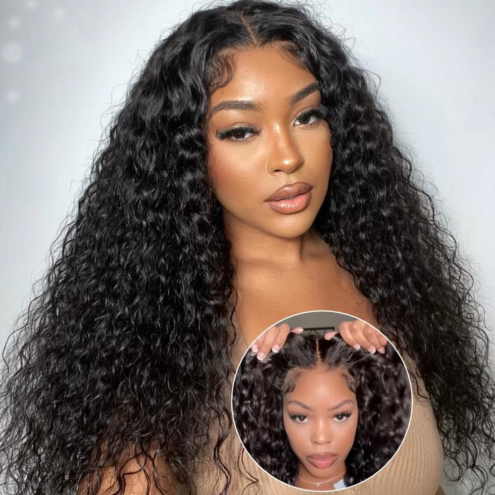 Deep Wave Glueless Wig 13x4 Lace Frontal Wig Curly 5x5 Lace Wear Go Glueless Wig For Women 100% Human Hair Natural Color
