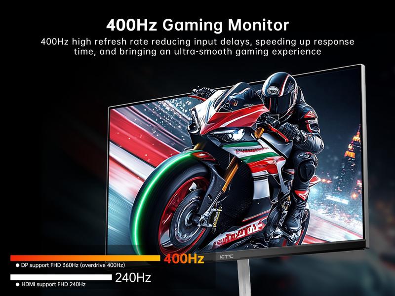 KTC 25'' FHD 1080P OC 400Hz Fast IPS Gaming Monitor, 1080P Native HDMI 2.0 240Hz, DP 1.4 360Hz, DP Overclocked 400Hz, HDR400 Computer Monitor, FreeSync/G-Sync Compatible, GTG 1MS, Display Port x2 HDMI x2, VESA, Tilt Adjustable, H25X7 KTC 25'' FHD 1080P OC 400Hz Fast IPS Gaming Monitor, 1080P Native HDMI 2.0 240Hz, DP 1.4 360Hz, DP Overclocked 400Hz, HDR400 Computer Monitor, FreeSync/G-Sync Compatible, GTG 1MS, Display Port x2 HDMI x2, VESA, Tilt Adjustable, H25X7