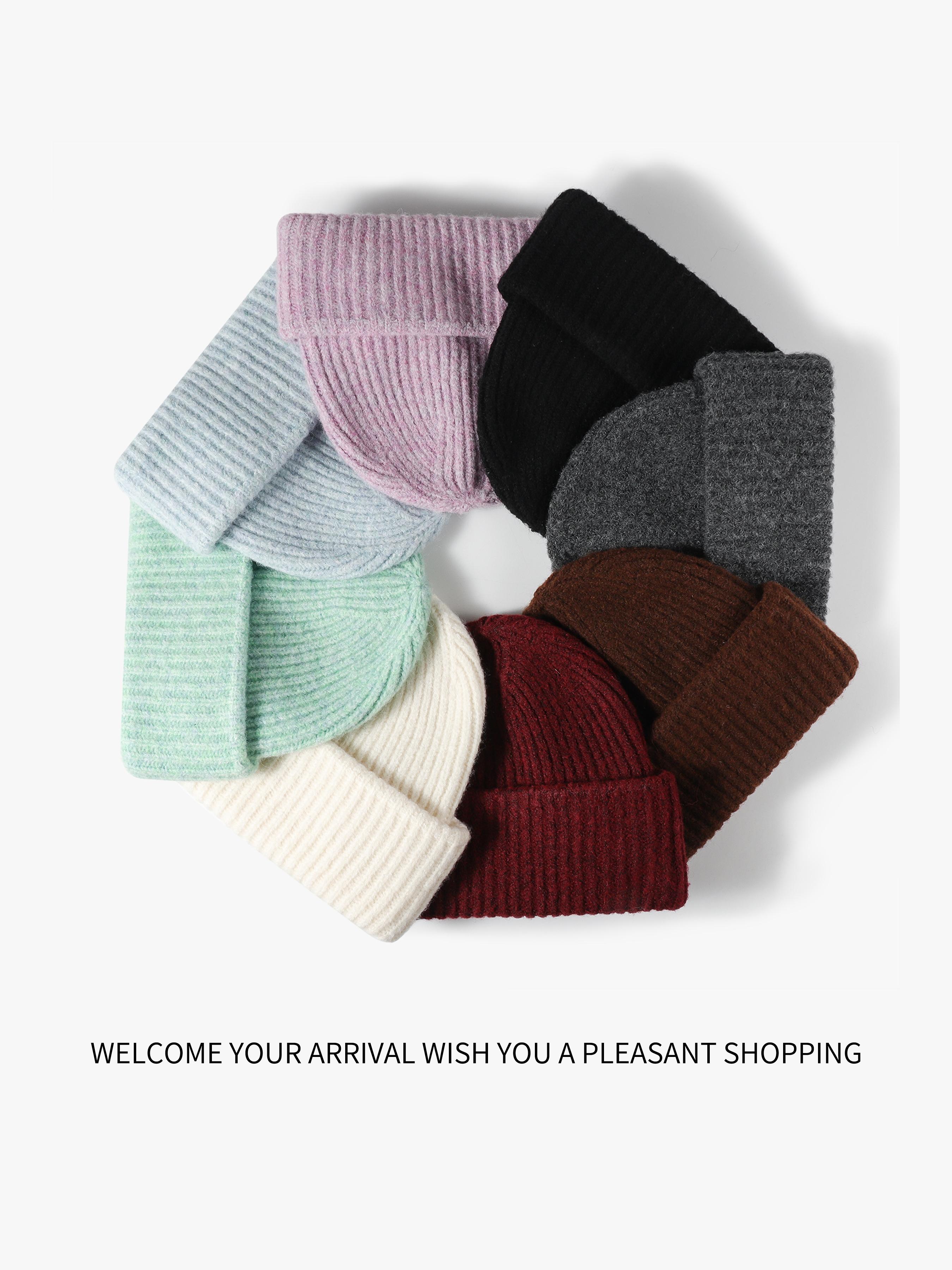 Women's Knitted Wool Hat, Simple Solid Color Design, Warm Windproof Function, Knit Material, Daily Wear, Autumn Winter Fashion, Knitting Beanie