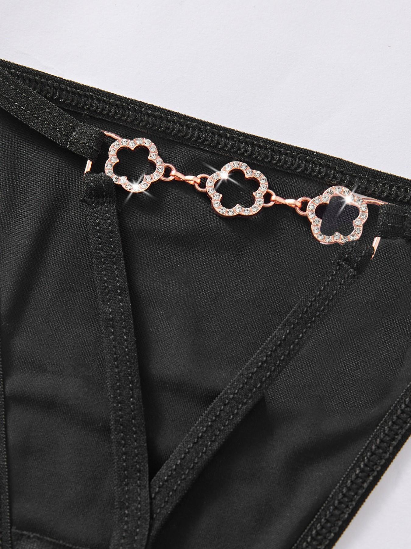 Women's Daily Thong Underwear, Sexy Panties with Rhinestones, Comfortable and Simple Design, Fashionable Ladies' Bottoms
