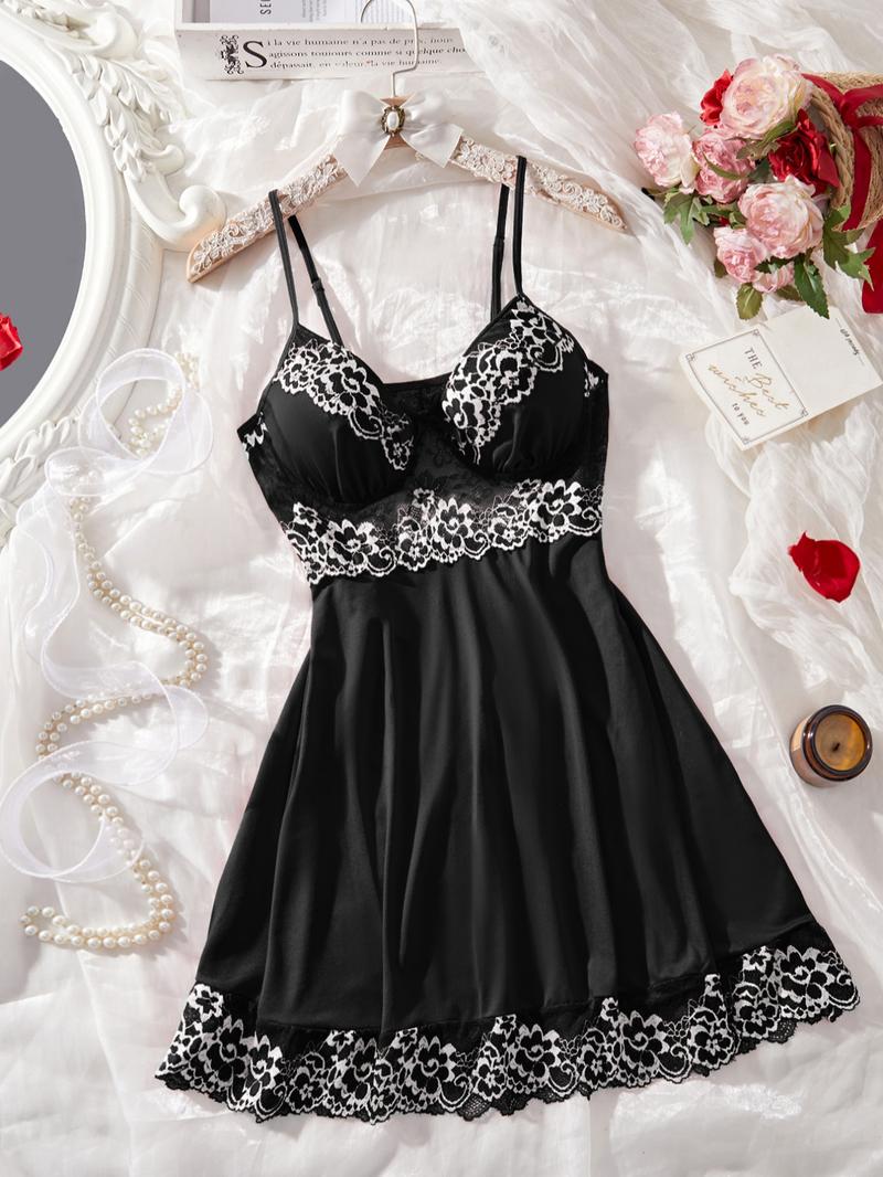 Women's Lace Cami, Sexy Adjustable Spaghetti Strap Nightgown, Ladies Sleepwear for Summer, Strap Chemise Nightgown