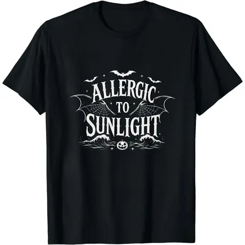 Allergic To Sunlight Shirt Funny Spooky Goth Shirt Black and White Alt Tee Sarcastic Goth Hoodie Bat Goth Summer Tee