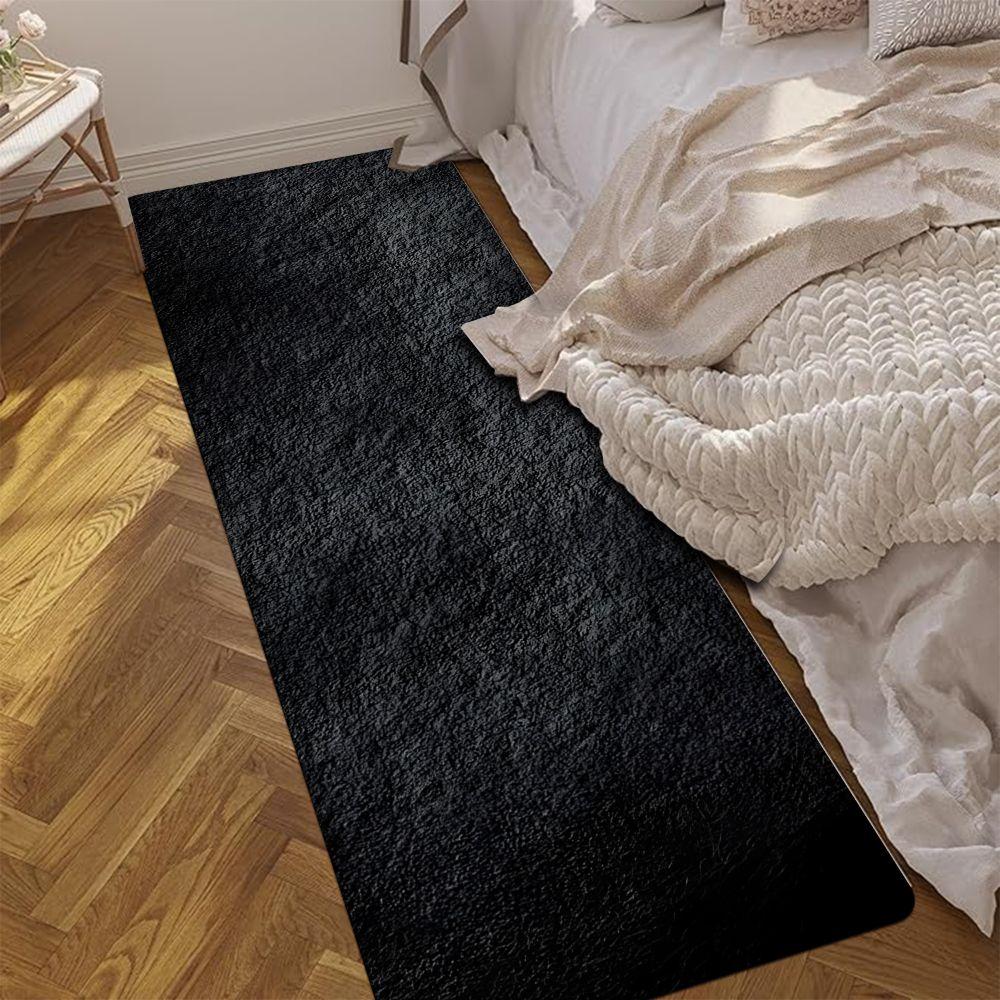 1PC， Black Rough Texture Patterned strip rugs, home décor, bathroom mats, entryway mats, bathroom non-slip mats, indoor entrance rugs, bedroom bedside mats, kitchen mats, hallway rugs, flannel sponge rugs, hallway runner rugs