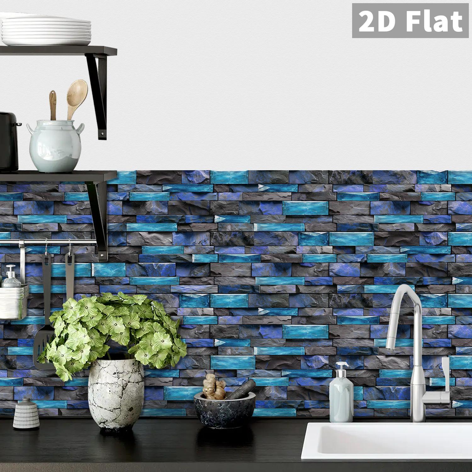 12/24/48 Sheets Tile Stickers,High Quality Look, DIY Easy,Striped Marble Peel & Stick Tile Stickers - Waterproof Wall Sticker Square Backsplash For Kitchen Bathroom Home