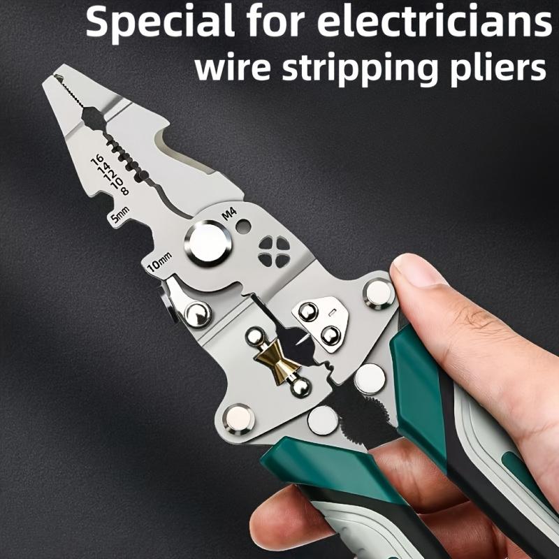 Multi Functional Wire Stripping Pliers - Foldable Design, Integrating Stripping, Cutting, And Crimping Functions, Anti Slip Handle, Metal Structure, Diy Tools, Wirecutters
