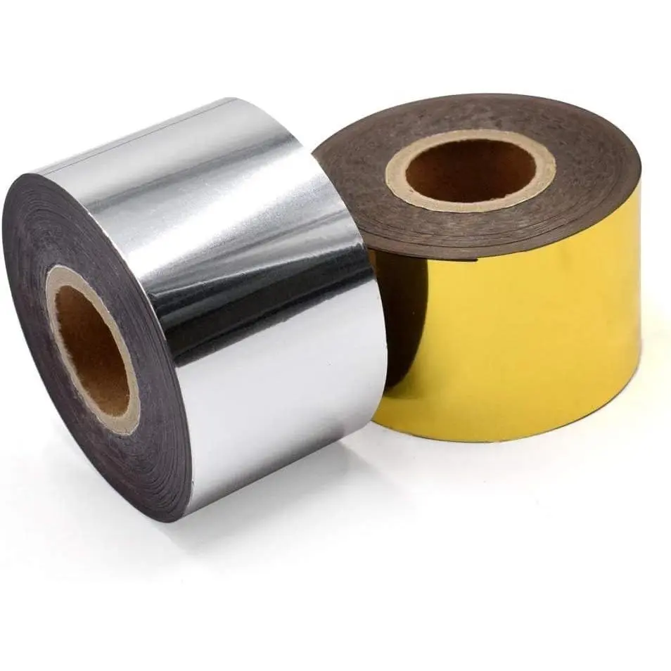 2 Rolls (Gold+Silver) Hot Stamping Foil Paper, 1.5''x400ft/Roll, Hot Foil for Leather Bronzing Machine, Good Stamping Effect for DIY Decoration on Cloth, Package Box, PU Heat Transfer Anodized Gilded Paper