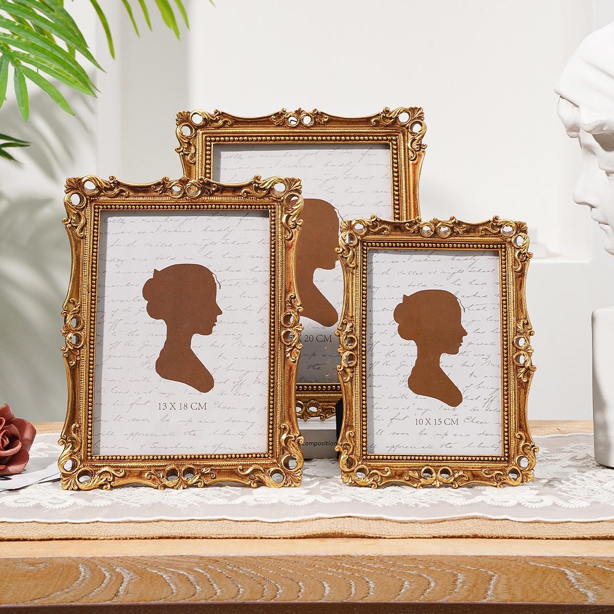 Vintage Resin Photo Frame, European Elegant Floral Design, Hand-Painted Home Decor, Ideal for Photo Display and Photography Props