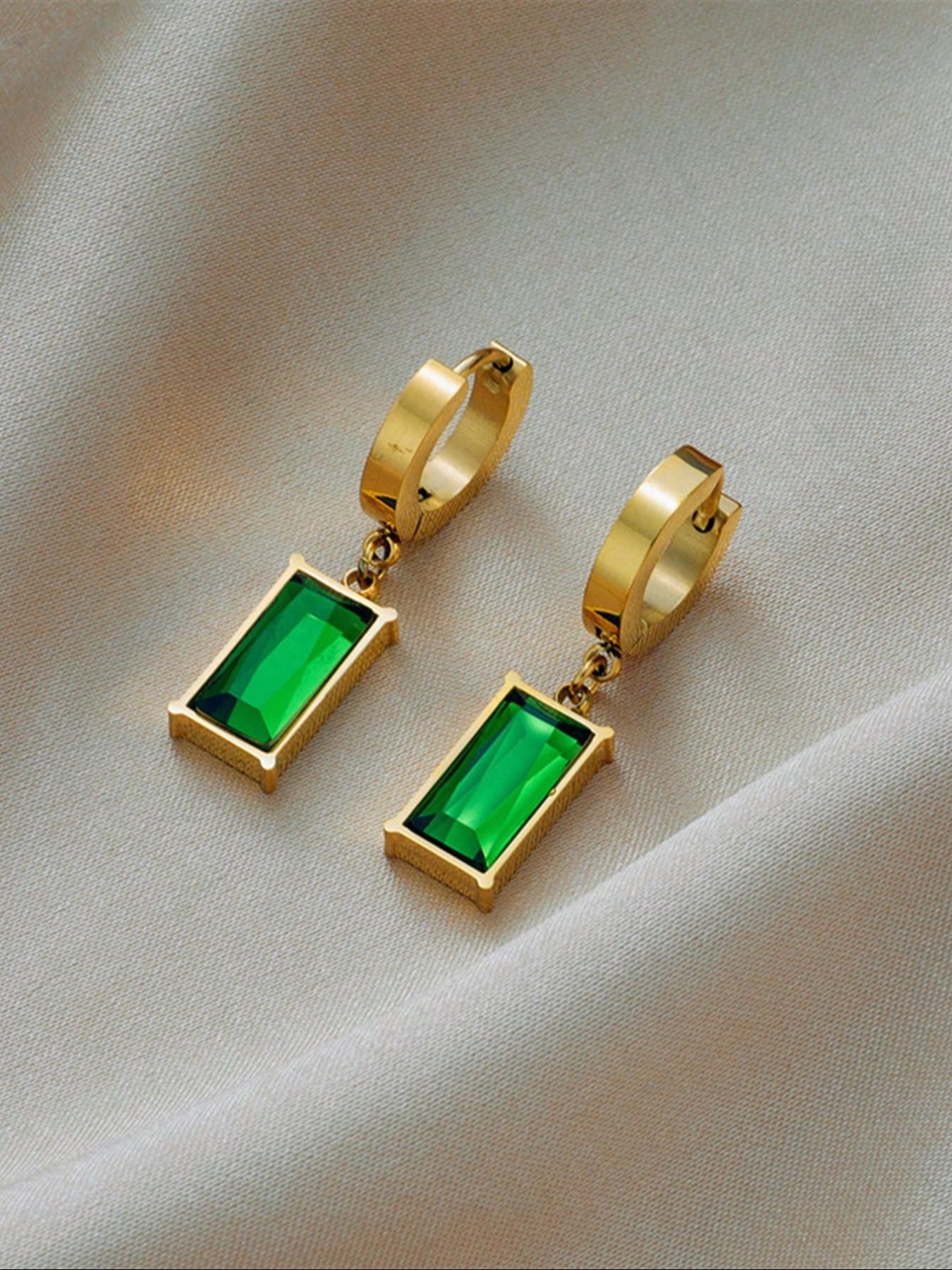 Women's Stainless Steel Imitated Crystal Necklace Earrings Set, Fashion Jewelry for Daily Wear, Elegant Accessory for Women