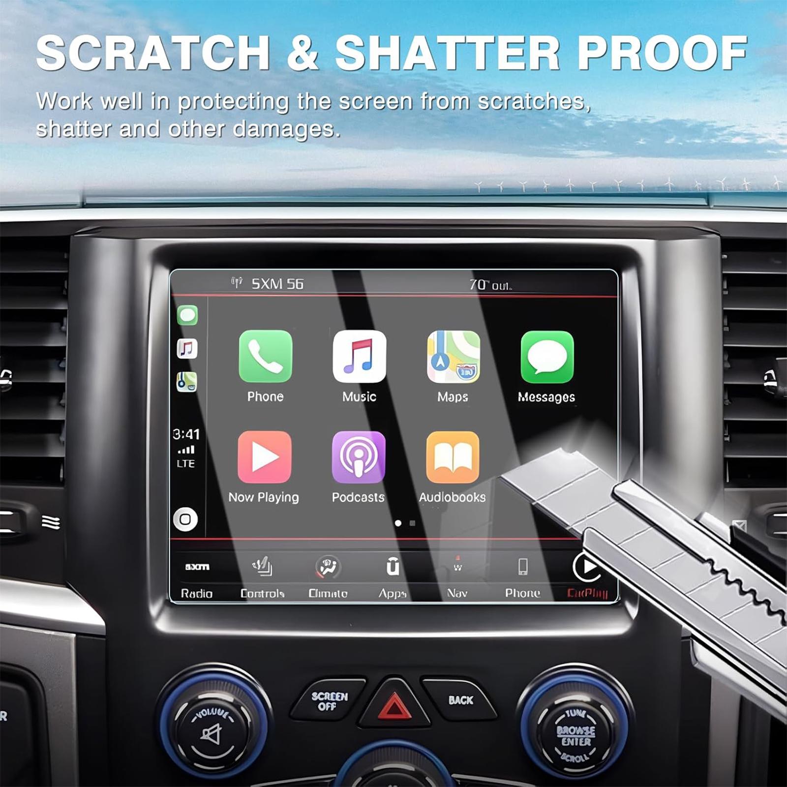 Canvcle 2Pack Screen Protector for 2013-2023 Dodge Ram 1500 2500 3500 8.4-Inch Touch Display 9H Tempered Glass Anti-Fingerprint Durable Car Radio Protection