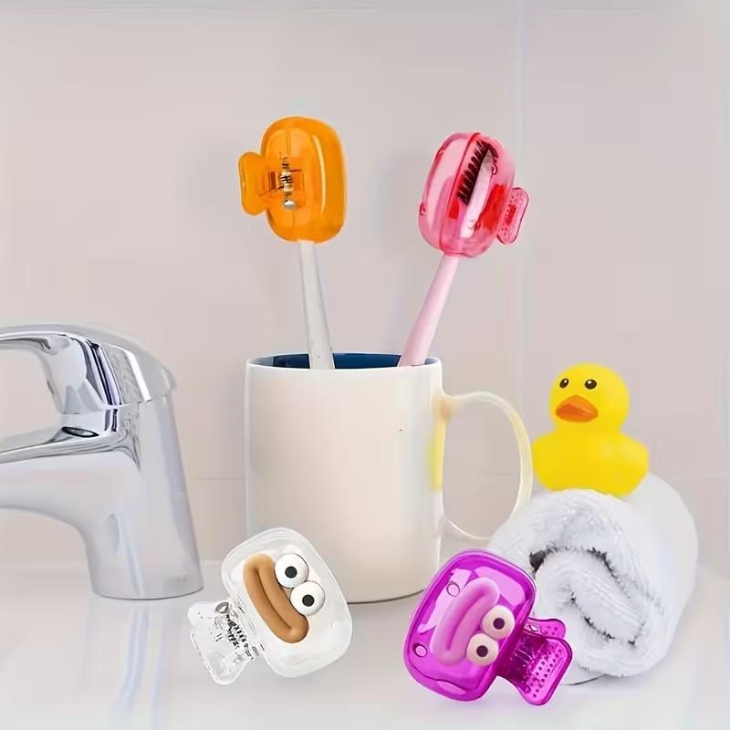 Home Toothbrush Head Storage Box, Portable Travel Toothbrush Protector Case with Drainage Hole Stand, Essential Bathroom Accessory