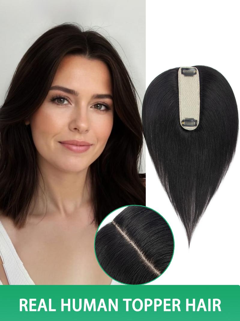 No Bangs Topper Human Hair Extension Sheets, 4x13 Invisible Breathable Inner Net, Options, Human Hair Straight, Natural Look, Comfortable Fit