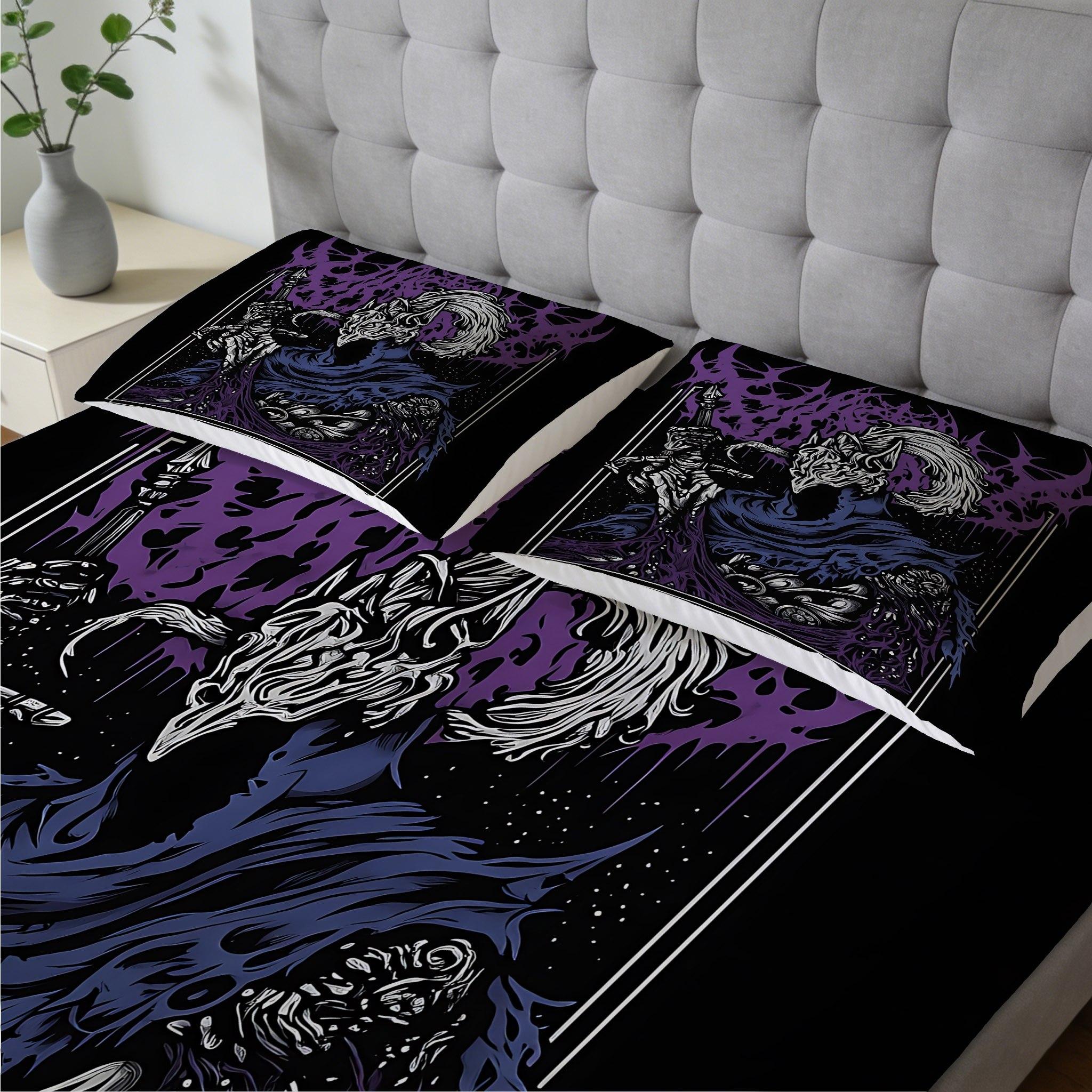 2/3 Pcs Dark Walker Pattern Fitted Sheet Set(1*Fitted Sheet+1/2*Pillowcase,No Filling),High-Definition Digital Printing,Soft And Comfortable Fabric,Suitable For All Year Round,Perfect Gift For Family And Friends On Festivals!