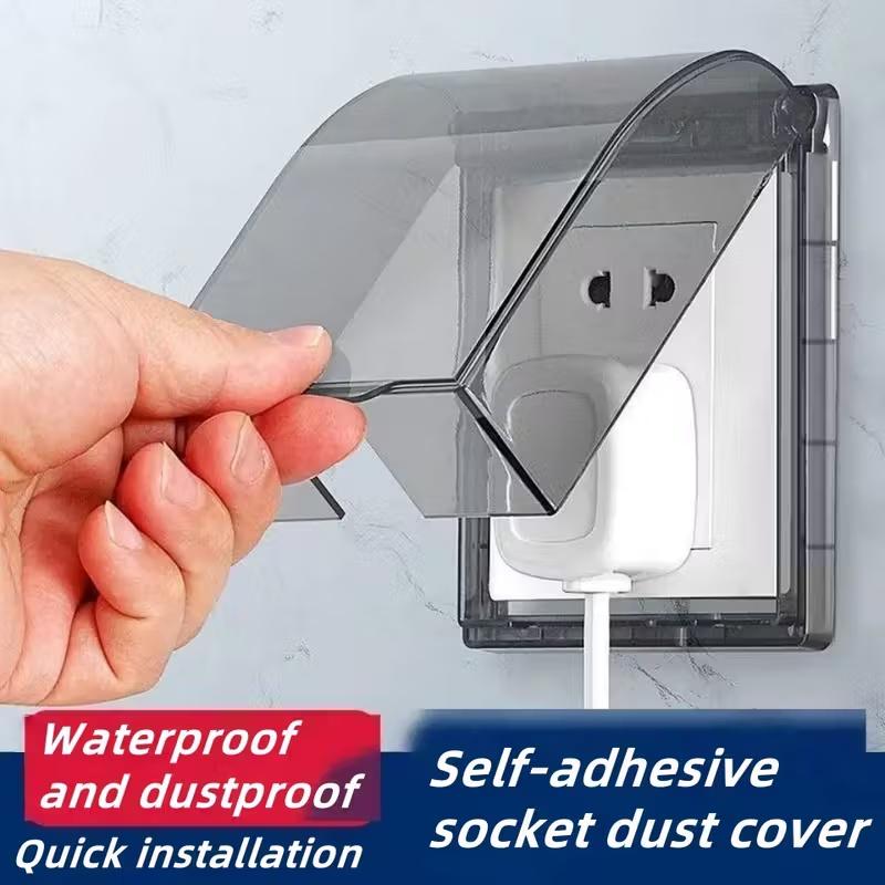 Waterproof Self-Adhesive Socket Box, High-Line Switch Cover, No Drilling Splashproof Outlet Protector, Bathroom Power Plug Holder