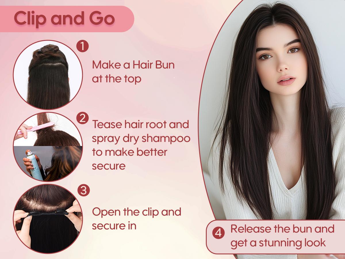 Lansigreen 8pcs Clip in Hair Extensions 26inch 130g Long Straight Synthetic Hairpiece and Secure Clip Lightweight, Silky & Blends for Women Summer Vibes