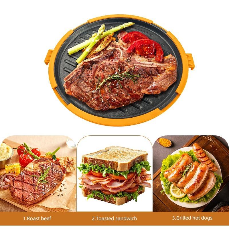 Upgraded Xl Grill Plate, All Purpose Grilling, Microwave Oven Special Baking Tray, Pizza, Chicken Wings, Beef Sandwiches, Toast Bread, Panini Machine, Grill Griddle