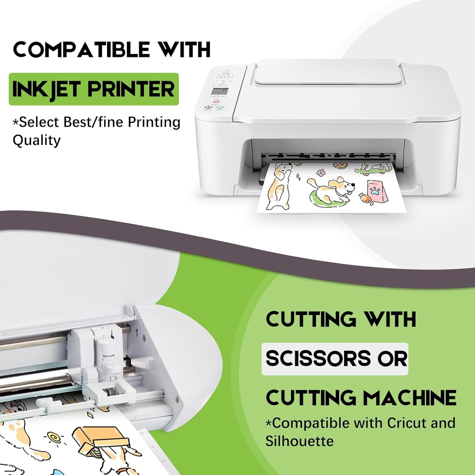 Eshang 10 Sheets A4 Glossy Vinyl Sticker Paper, 8.3x11.7 Inches, Compatible with Inkjet & Laser Printer, Self-Adhesive & Waterproof, DIY Projects