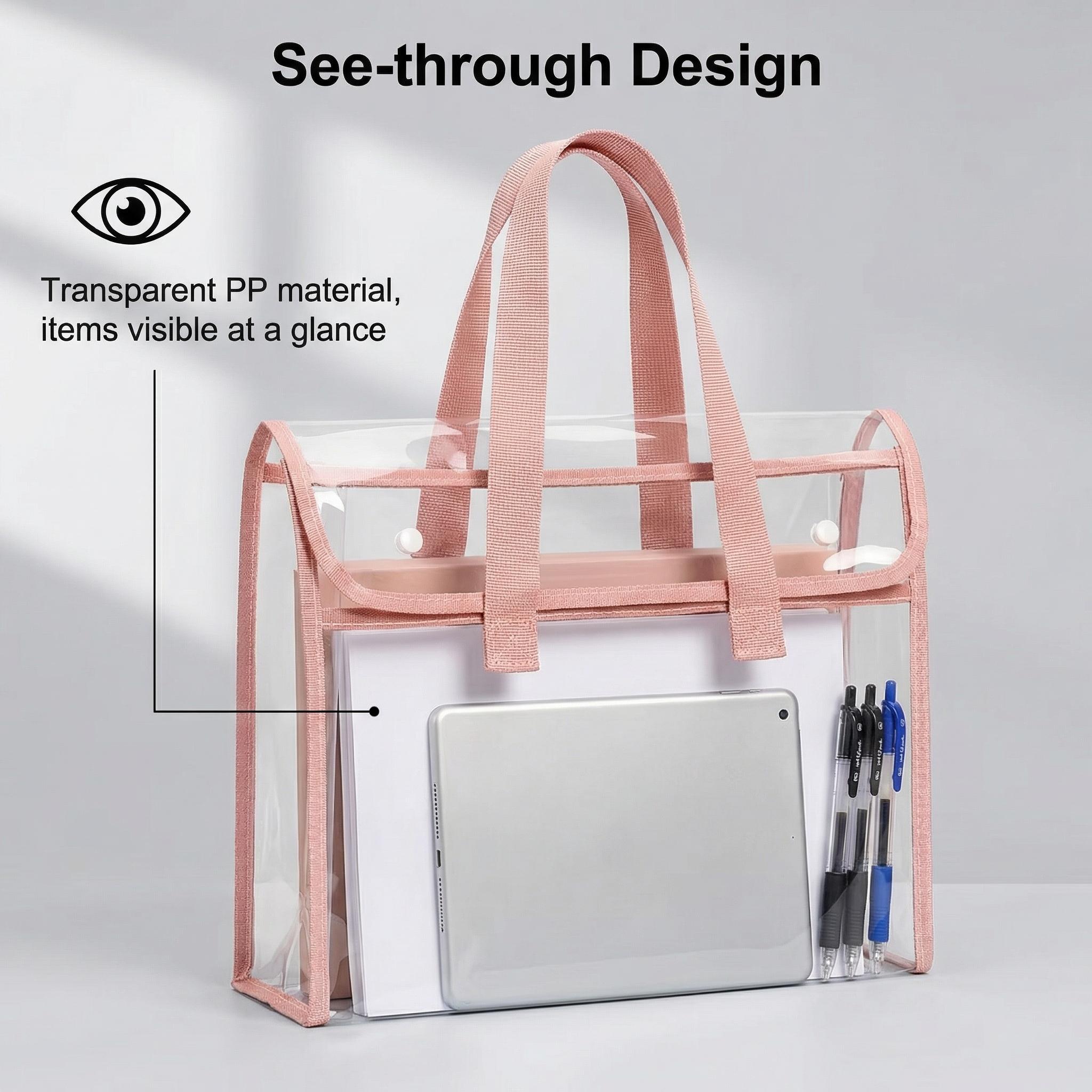 Large Capacity Transparent PP Document Bag - Multi-compartment design, suitable for tablets, A4 papers, and stationery - Durable portable file box, visible content design
