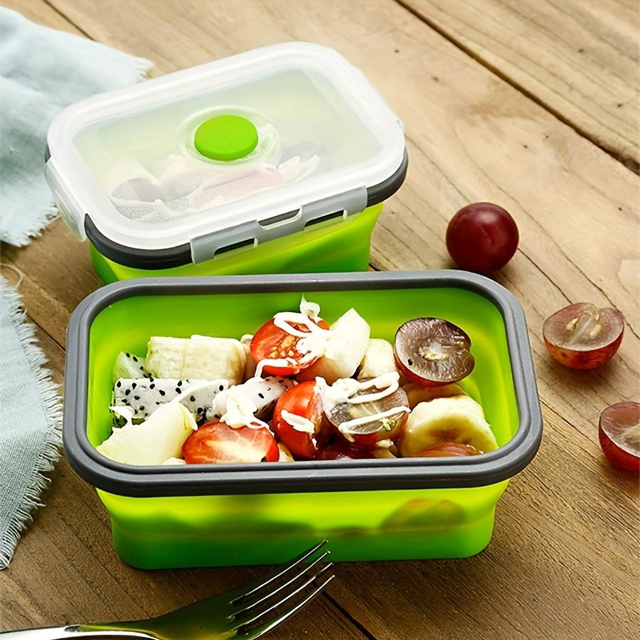 Silicone Collapsible Lunch Box Set, Space-Saving Design with Lids, Portable & Multi-size Containers for School, Office, & Travel