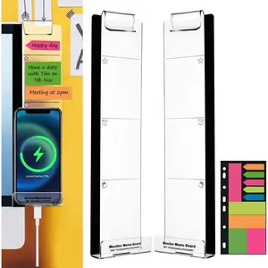 Monitor Memo Boards for Computer, Set of 2 (Left & Right) Multifunction Acrylic Screen Message Reminder Pad Side Panels Phone Holder - Utility Organizer for Office Desktop, Gift of 1 Pack Sticky Notes : Office Products