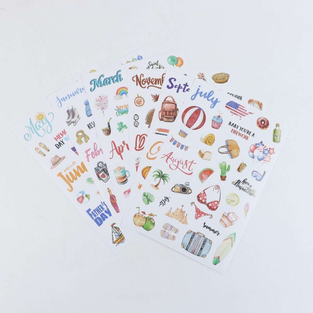 Cute Sticker Set for Journals, Includes 6 Sheets, Perfect for Scrapbooking, DIY Crafts, Art Decoration, Ideal for Personalization