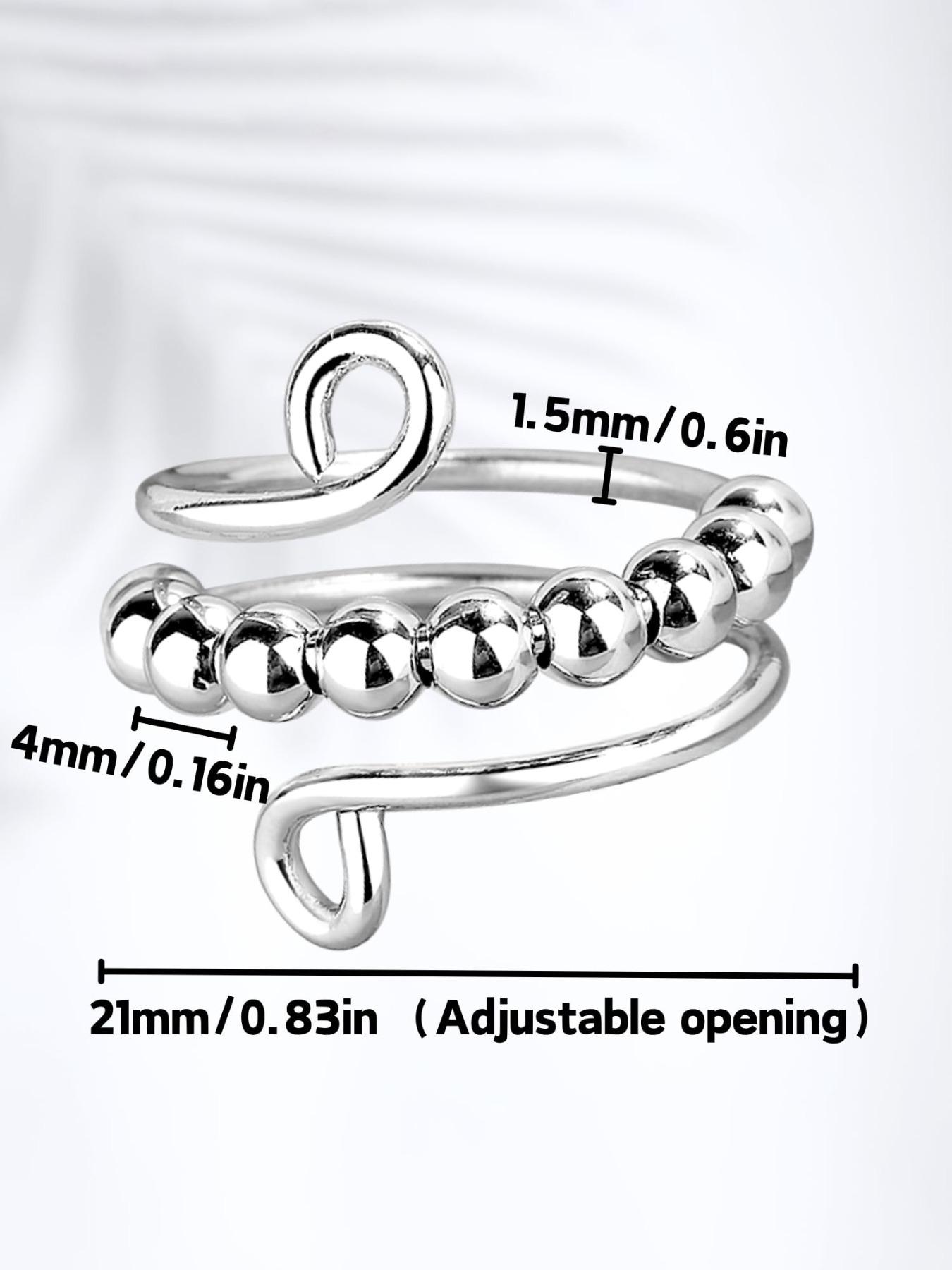 Anxiety Ring - Anxiety Relief Rings, Adjustable rotating ring, helps relieve anxiety, stress and meditation - Rotatable and stackable 10 beads, suitable for both men and women - Unique design, helps calm and focus - Anxiety Fidget Ring