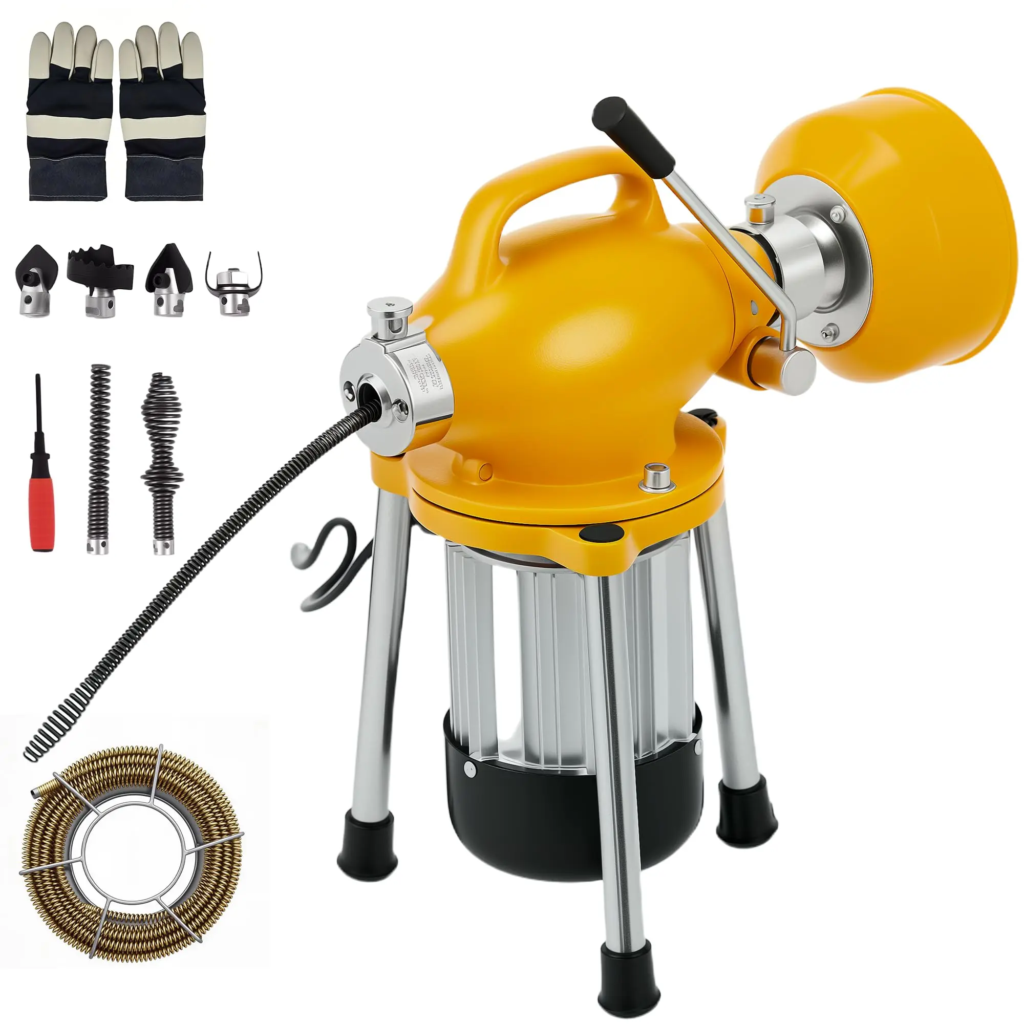 Electric Drain Cleaner Machine, Auto-Feed Sewer Snake with Steel Cables & Cutters,Portable Pipe Cleaner