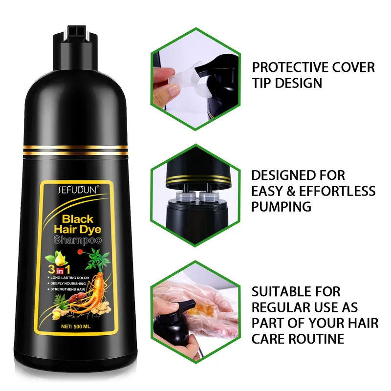 SEFUDUN 3-in-1 Hair Color Shampoo, Hair Dye Shampoo provides coverage for gray hair, covering at the roots, temples, and all over, the color looks natural and lasts, with natural results