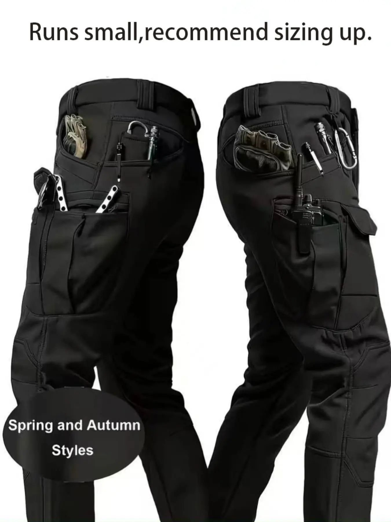Men's Tactical Spring, Summer and Fall Thin Soft Shell Work Pants, Sporty Multi-Pocket Lightweight Casual Trousers for Outdoor Activities