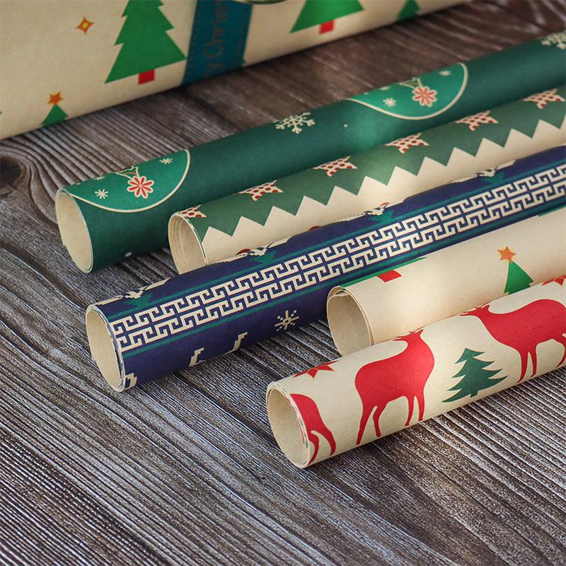 6pcs Colorful Kraft Paper Wrapping Paper, 19.69x29.92 Inches, Christmas Tree Pattern, Gift Wrap, Bouquet Packaging, Party Gifts, Bouquet Wrappers