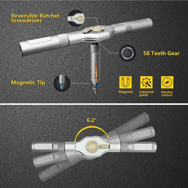 SEESE 24 in1 DIY Screwdriver Set,SwitchableScrewdriver Shape Magnetic ScrewdriverSet,Compact and Portable Ratchet ScrewOdriver SetHome Repair Tool Box