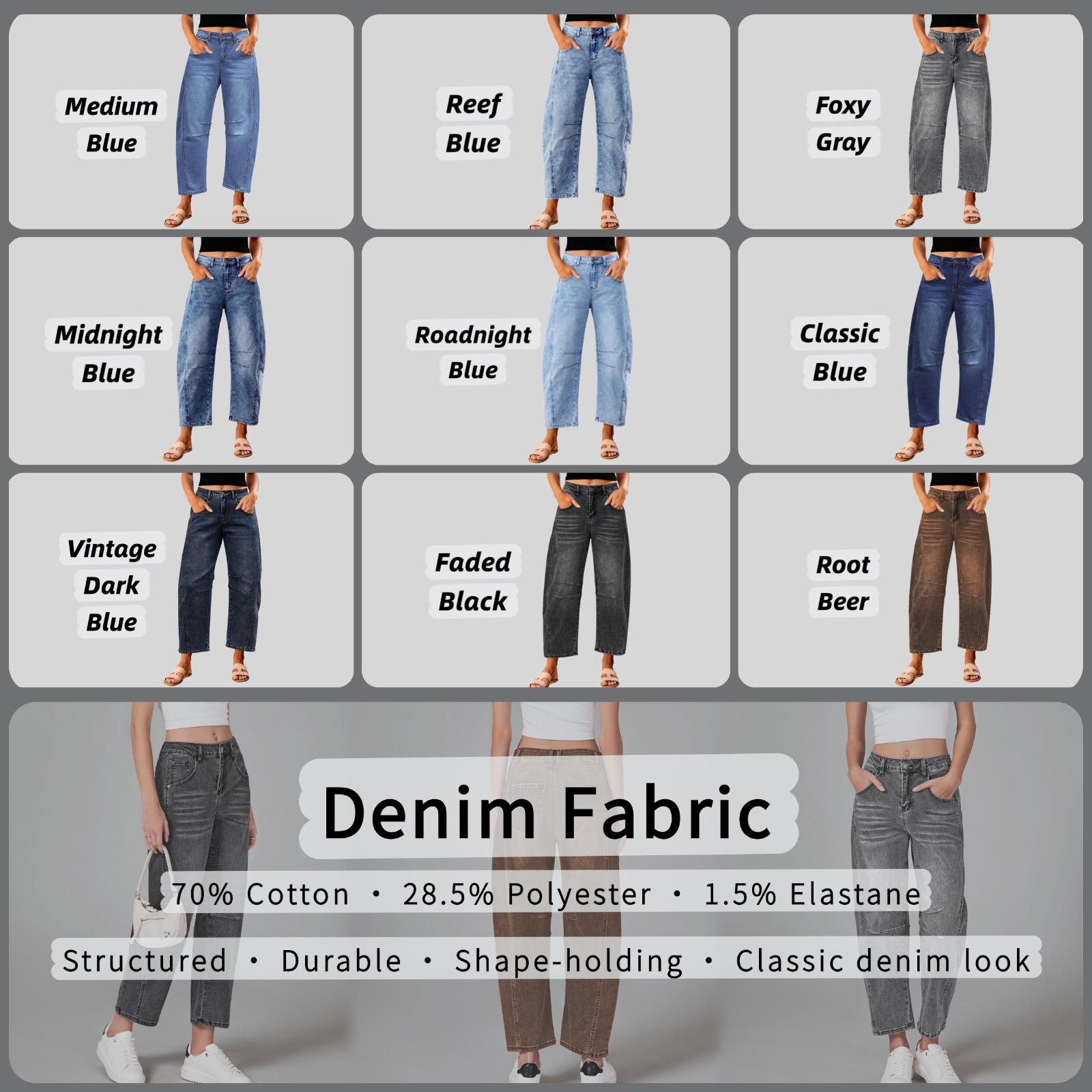 【GRAPENT Barrel Jeans Collection】Classic Clean Barrel Jeans for Women Trendy High Waisted Cropped Wide Leg Denim Everyday Wear Casual Outfits, Clothes, Women's Clothes,summerwins,summeroutfits,vacationoutfits,beachoutfits