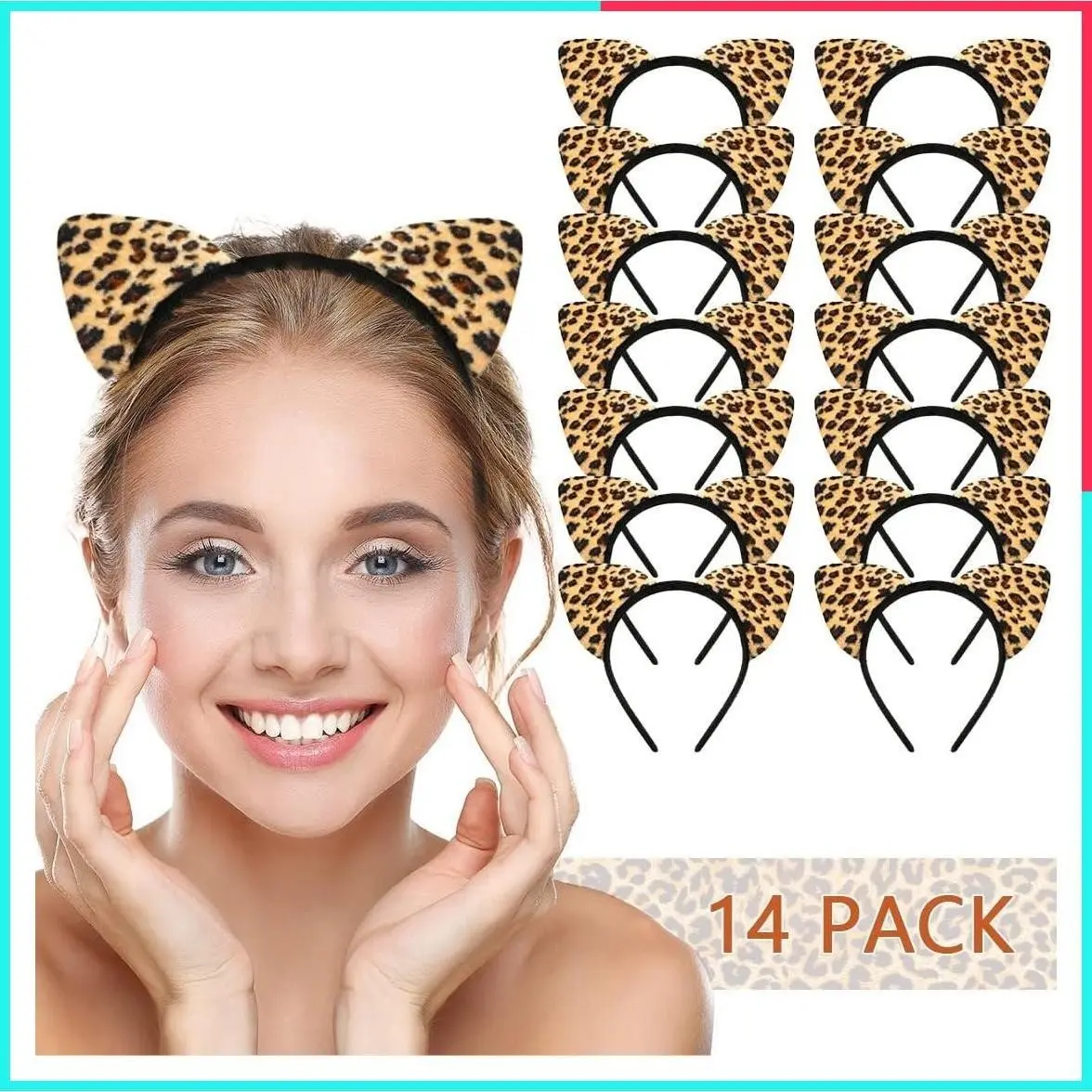 Cheetah Ears Headband for Women Leopard Print Birthday Party Costume Accessory Supplies