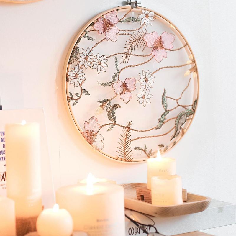 4pcs/set Wooden Embroidery Round Wall Decor, Flower Pattern Hanging Decor For Home Living Room Bedroom Wall Hanging Design