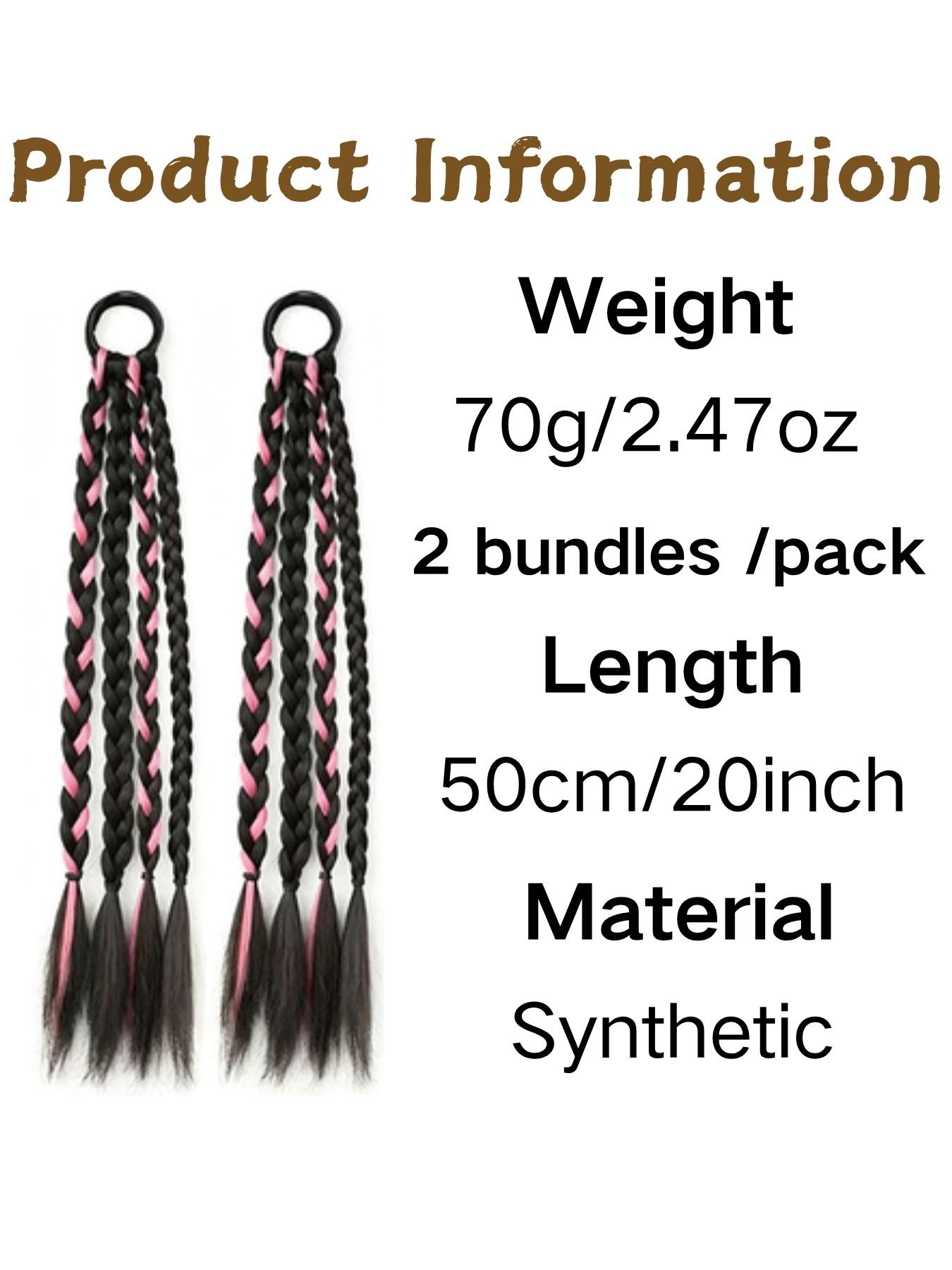 2 Pcs Synthetic Hair Ponytail Braids, Colorful Punchy Braid Design, Low Maintenance Twin Tail Hairstyle, Long Twisted Bun Style