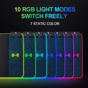 XXL Magnetic Phonemount Mouse Pad with Wireless Charging, Large Desk Mat RGB, 10 Light Colors LED, Waterproof Full Desk Mouse Pad, Non-Slip Rubber Base Desktop Accessory Gaming Room Accessories  Spring