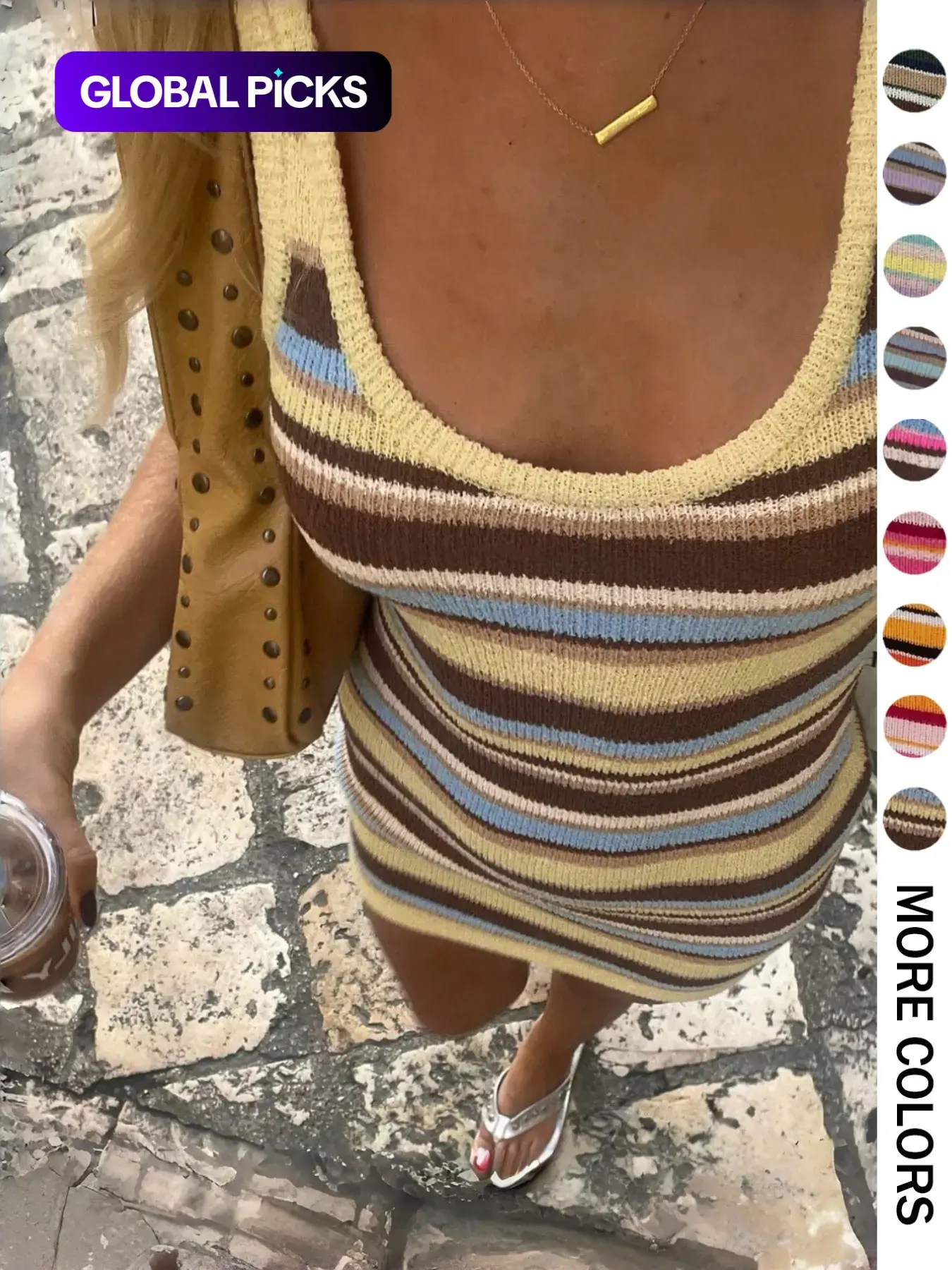 Summer Women's Slimming Sexy Colorblock Striped Knit Dress, Casual Fashion Long Sleeve Round Neck Design, Perfect for Daily Wear, Womenswear, Bodycon Fit Striped Dress, Bodycon Fitted