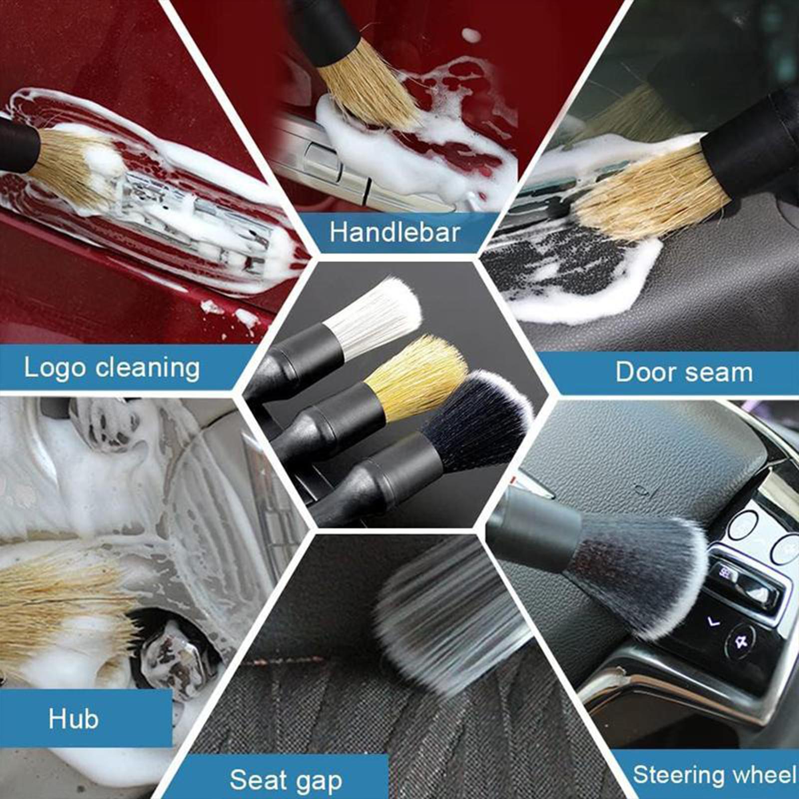 4-Counts Car Interior Cleaning Brush,Soft Professional Portable Brush for Car Interior Cleaning & Dust Removal,Cleaning Supplies,Car Detailing Products,Car Valeting Kit,Automotive,MirrorZone.