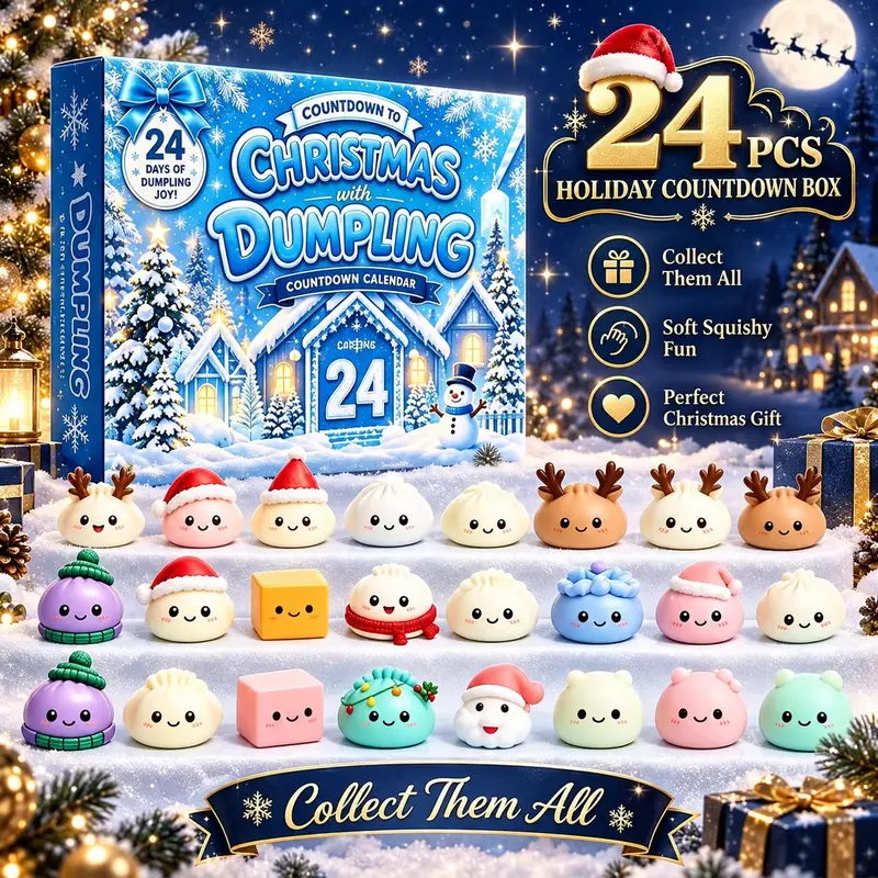 Christmas Countdown Calendar 2026, 24-Day Mystery Blind Bag, DIY Sensory Relaxation Gift Set, Snow Series, Soft Baozi Design