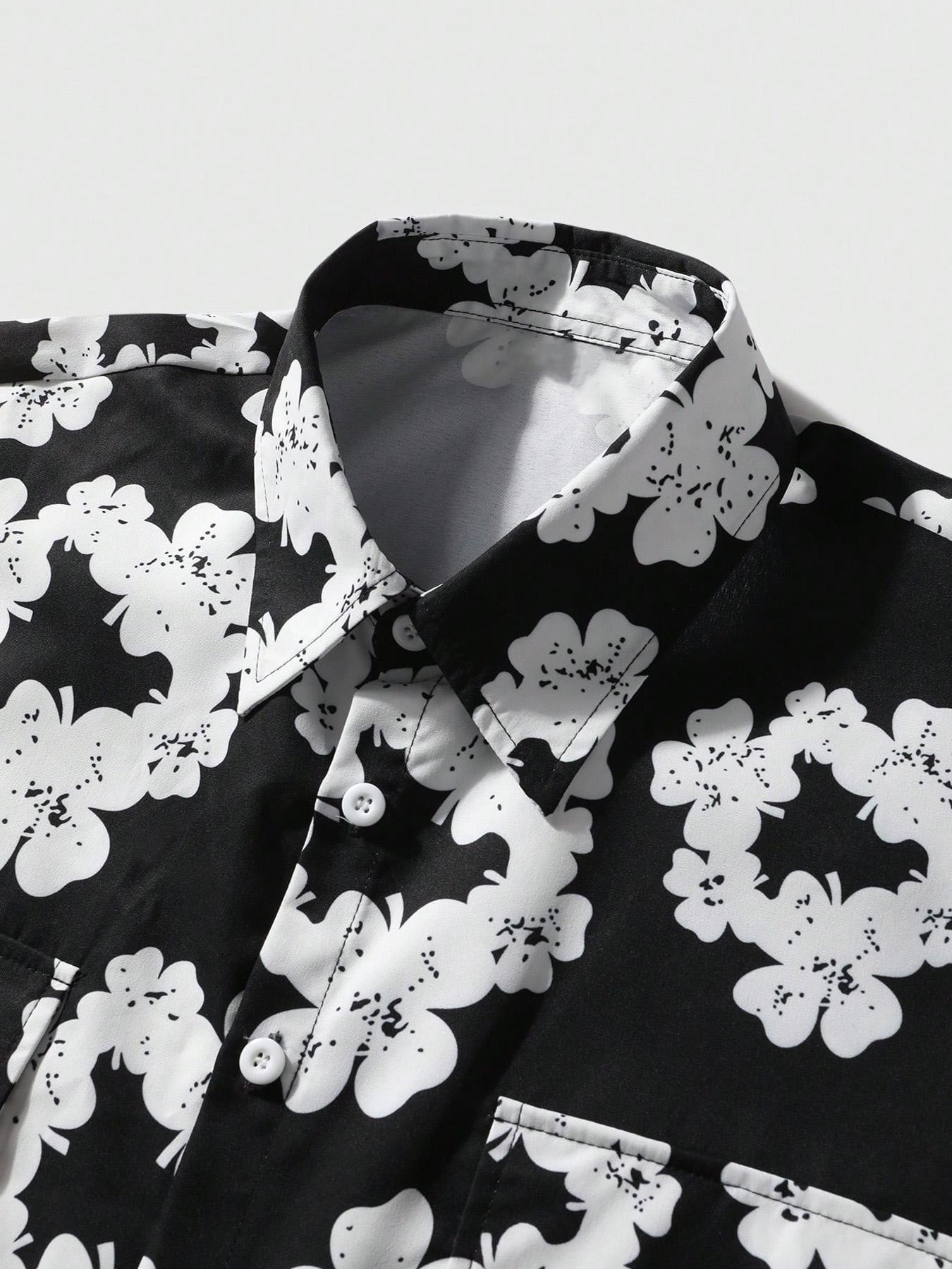 Men's Floral Print Shirt & Shorts Set, Regular Fit Casual Short Sleeve Button Top & Shorts, Men's Summer Outfits Set for Beach Vacation