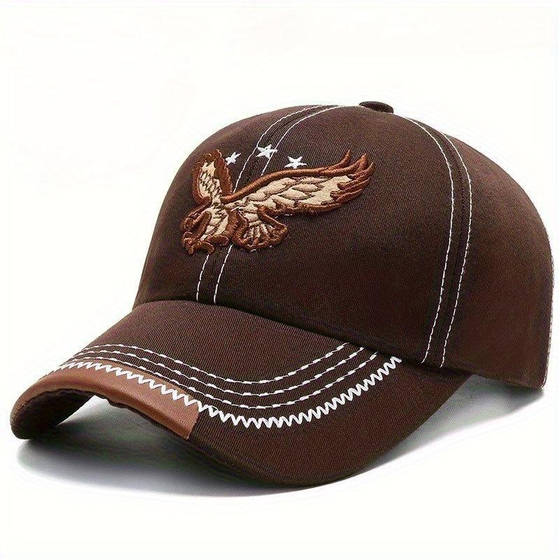 Eagle Embroidered Baseball Cap Fitted Snapback Hats for Men and Women, Trendy Streetwear Breathable Casual Outdoor Hat, Embroidered Caps