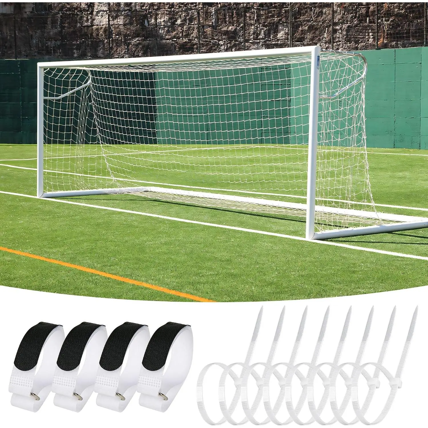 3mm Thicker Soccer Net, Full Size Soccer Goal Net  Durable Polyethylene Football Net with Installation Accessories,24 x 8ft / 18 x 6.5ft / 10 x 6.5ft Soccer Replacement Nets (Post Not Included)