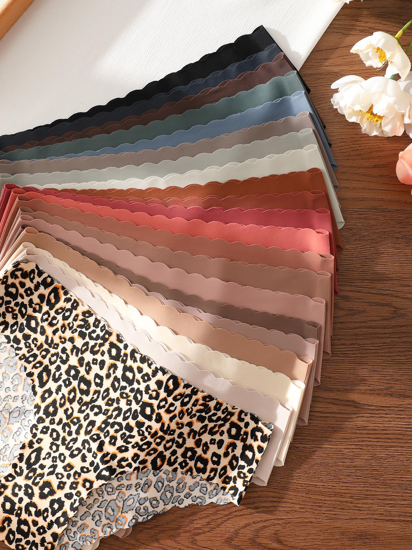 5/6/7/10/12/21-pack seamless one-piece wave-edge triangle panties, leopard print and solid color mix, comfortable, breathable, stretchy, silky fashion breathable underwear women's underwear