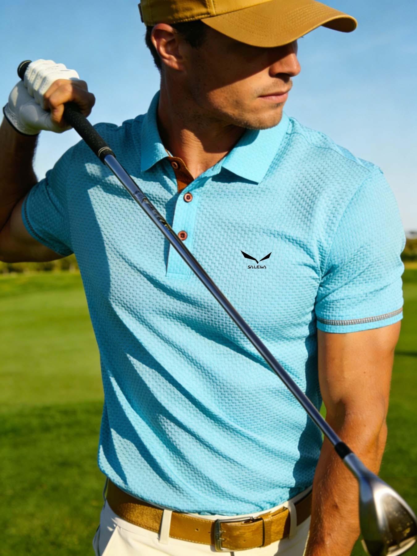 Men's Breathable Summer Polo Shirt, Animal Print Slim-Fit Short Sleeve, Quick-Dry Turn-Down Collar, Golf Fishing Basketball Camping Beachwear