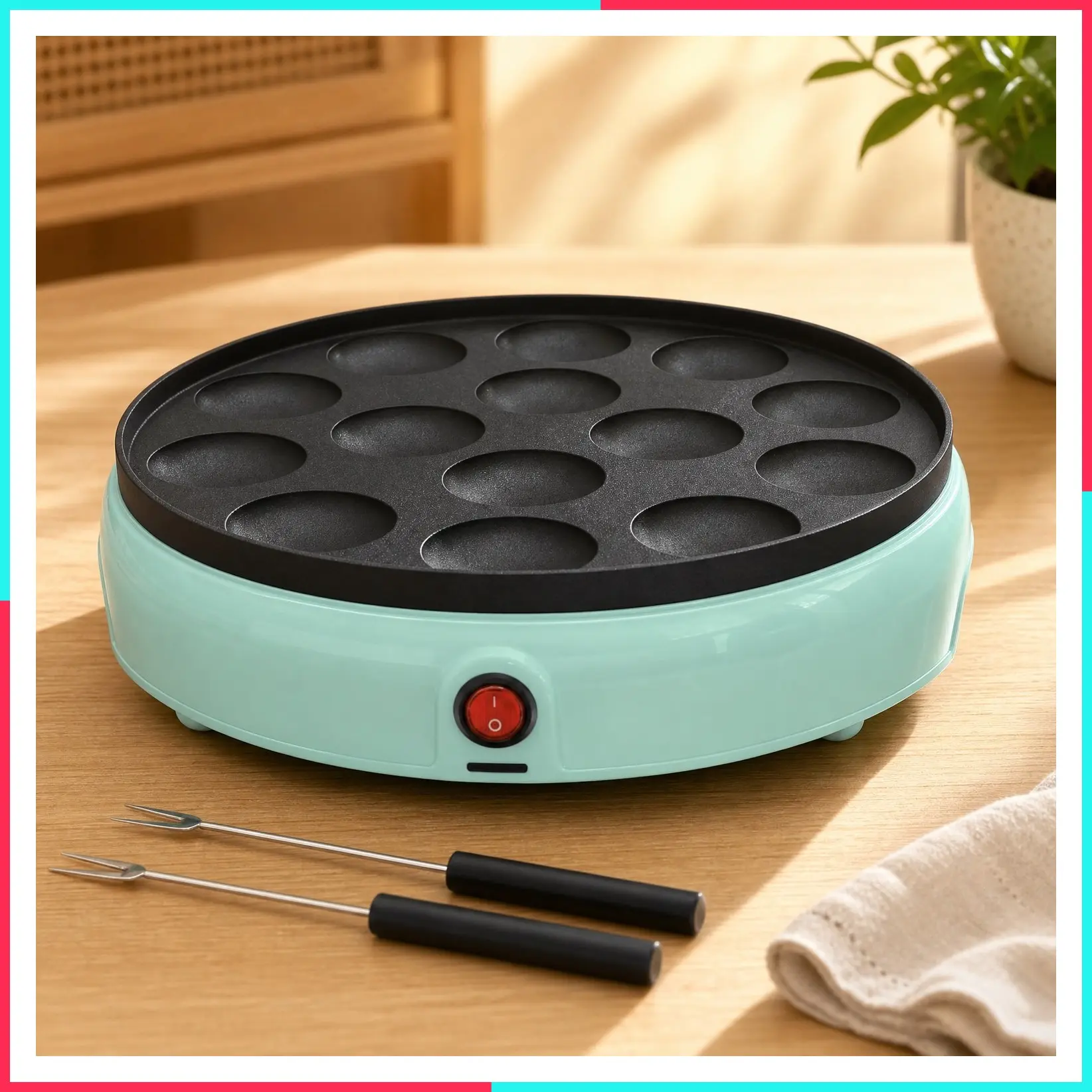 Mini Pancake Maker – 14-Hole Electric Poffertjes Pan – Non-Stick Dutch Mini Pancakes Griddle – Easy to Use, Easy to Clean – Perfect for Breakfast, Desserts, Snacks & More