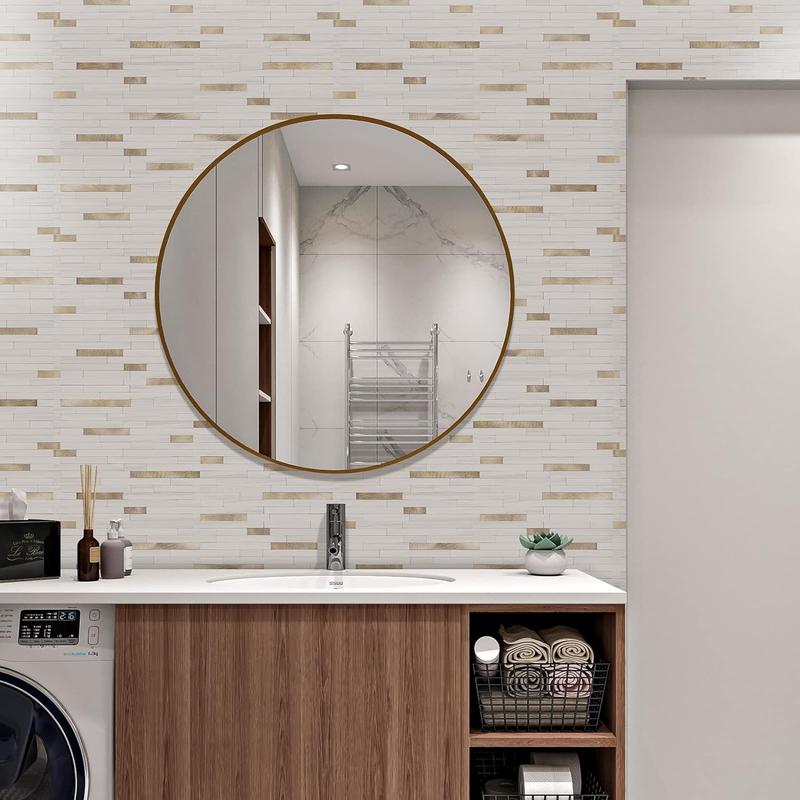 STICKGOO 20 Sheets Peel and Stick Backsplash Tile, Stick on Backsplash for Kitchen and Bathroom, Sunny Beige Look PVC Mixed Metal Gold Self Adhesive Wall Tiles Home Modern STICKGOO 20 Sheets Peel and Stick Backsplash Tile, Stick on Backsplash for Kitchen and Bathroom, Sunny Beige Look PVC Mixed Metal Gold Self Adhesive Wall Tiles Home Modern