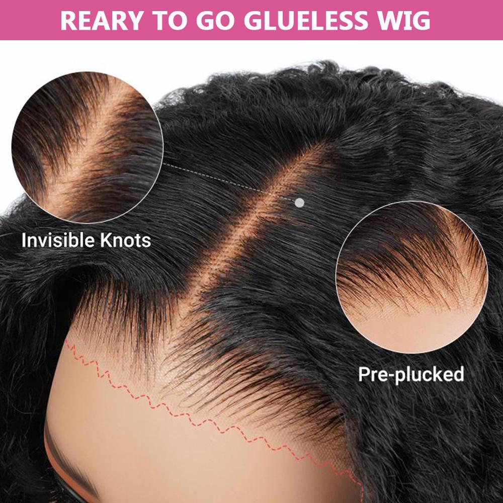 Midulla Ready to Wear Kinky Curly Glueless Wigs Human Hair Shoulder Length 7x5 Pre Cut Lace Closure Bleached Knots Human Hair Wig #FallFreshness