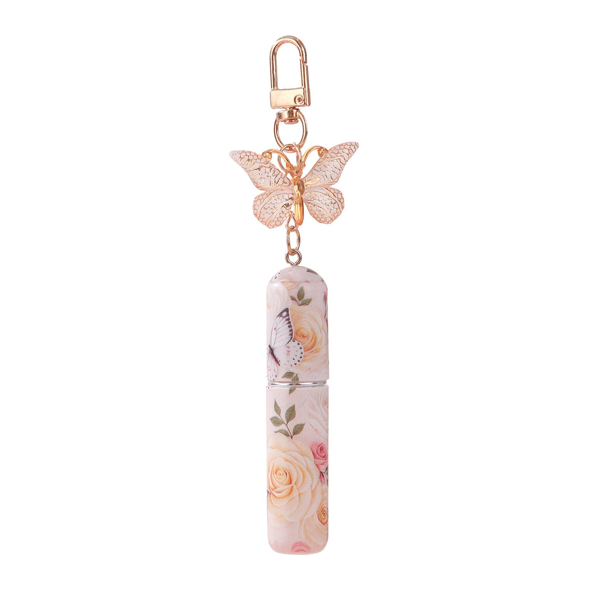 5Pcs butterfly perfume refillable bottles with girly style. 5ML bottom filling design, can be used as keychain and bag charm. Portable travel size for easy fragrance refill, delicate and stylish for daily use.