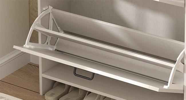 Vabches Shoe Storage Cabinet with 2 Flip Drawers & 2 Drawers,Shoe Cabinet Storage with Legs for Entryway,Freestanding Shoes Organizer Cabinet,Farmhouse Slim Shoe Cabinet